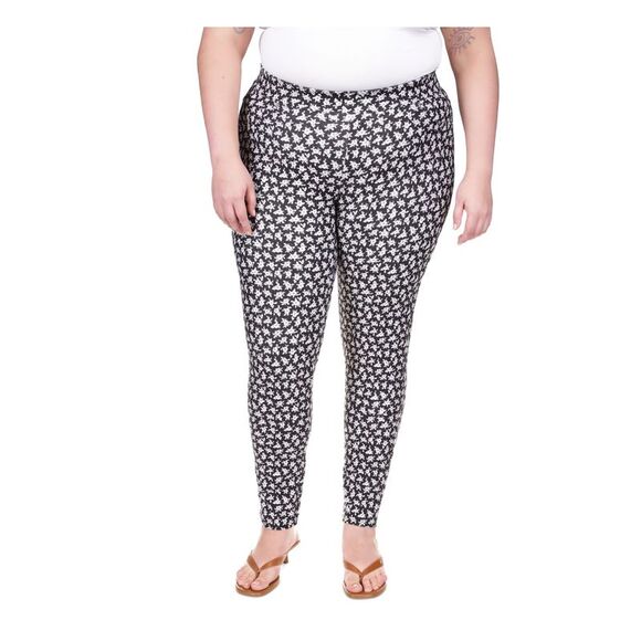 NWT MICHAEL KORS Womens Black Textured Floral High Waist Leggings XS - Picture 1 of 5